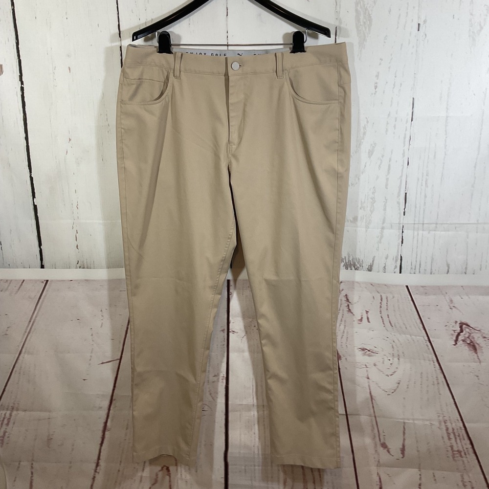 Puma Golf Jackpot 5-Pocket Pants Men 38x32 Khaki Performance Golfing Trousers
